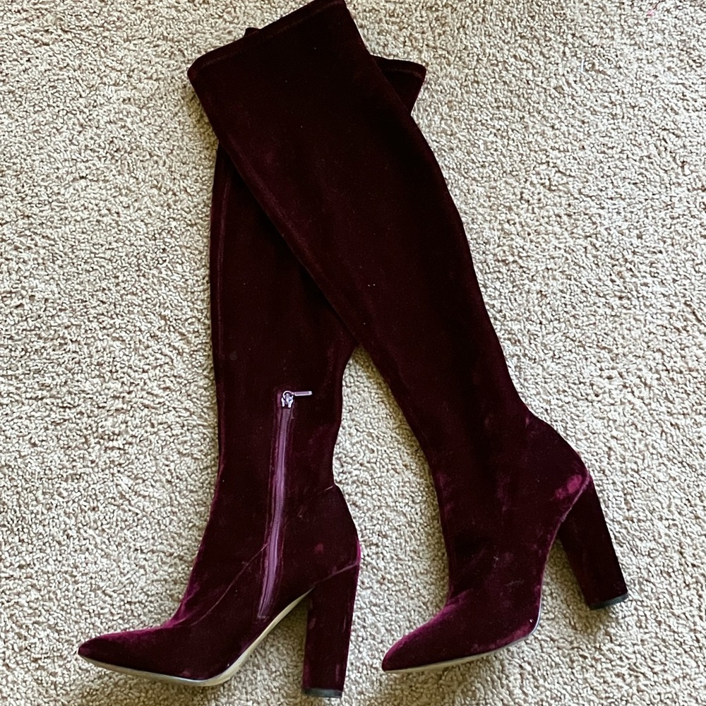 Aldo size 9 Velvet burgundy knee high boots